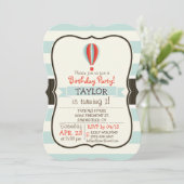 Invitation Ballons à air chaud vert, rouge, orange (Debout devant)