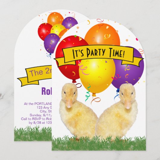 Invitation Ballons à canettes Fête d'anniversaire pour enfant (Devant / Derrière)