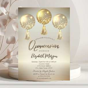 Invitation Ballons à gouttes de paillettes dorées de luxe Qui