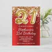 Invitation Ballons à huile de Parties scintillant rouge et or (Debout devant)