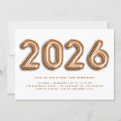 Invitation Ballons à huile d'or rose 2024 Soirée du Nouvel An (Devant)