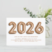 Invitation Ballons à huile d'or rose 2024 Soirée du Nouvel An (Debout devant)