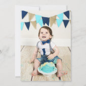 Invitation Ballons à oreille mignonne Abstrait Bleu Gold Phot (Dos)