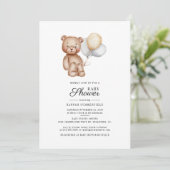 Invitation Ballons à oreilles mignons Script Baby shower (Debout devant)