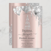 Invitation Ballons à Parties scintillant d'argent Verre Champ (Devant / Derrière)