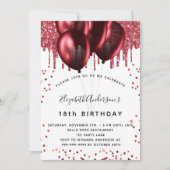 Invitation Ballons à parties scintillant rouge blanc (Devant)