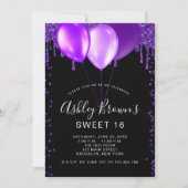 Invitation Ballons à Parties scintillant violet doux 16 Glamo (Devant)