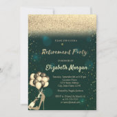 Invitation Ballons à talon d'or Parties scintillant verte Ret (Devant)