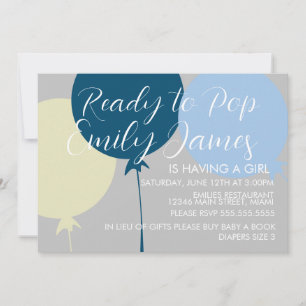 Invitation Ballons Amusants Garçon Bleu Baby Shower