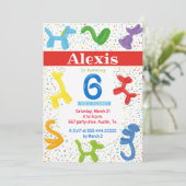 Invitation BALLONS ANIMAUX 6e ANNIVERSAIRE (Debout devant)