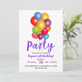 Invitation Ballons Anniversaire Parties scintillant violette (Debout devant)