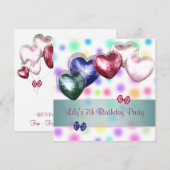 Invitation Ballons Anniversaire Pastel à Points (Devant / Derrière)
