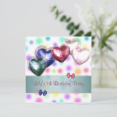 Invitation Ballons Anniversaire Pastel à Points (Debout devant)