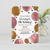 Invitation Ballons Anniversaire Rose Gold Métallisé (Debout devant)