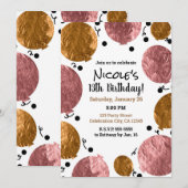 Invitation Ballons Anniversaire Rose Gold Métallisé (Devant / Derrière)