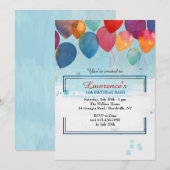 Invitation Ballons Aquarelle (Devant / Derrière)