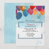 Invitation Ballons Aquarelle (Devant / Derrière)