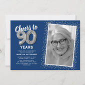 Invitation Ballons Argent Anniversaire 90 Ans (Devant)
