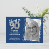 Invitation Ballons Argent Anniversaire 90 Ans (Debout devant)