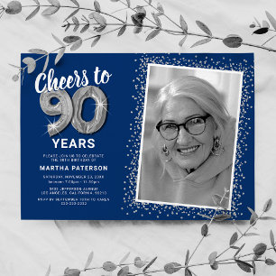 Invitation Ballons Argent Anniversaire 90 Ans