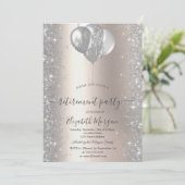 Invitation Ballons Argent Sparkle Diamonds Ivoire Retraite (Debout devant)