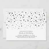 Invitation Ballons argenté et noir | Fête du 1er anniversaire (Dos)