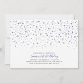 Invitation Ballons argenté et violet | Fille 1er fête d'anniv (Dos)