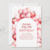 Invitation Ballons aux fraises Berry 1er anniversaire (Devant)