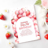 Invitation Ballons aux fraises Berry 1er anniversaire