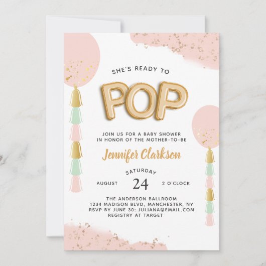 Invitation Ballons Baby showers "Prêt à pop" (Devant)