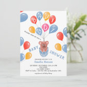 Invitation Ballons Bébé Bébé Baby shower garçon en peluche mi (Debout devant)