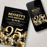 Invitation Ballons Black Gold 25e anniversaire<br><div class="desc">Des tas et des tas de ballons - ce design ne résiste pas ! Doté de chiffres audacieux et d'une typographie élégante dans un espace qui déborde littéralement de ballons, ce design est un coup de fouet instantané. Le jeu de couleurs doré et noir et la typographie rétro donnent une...</div>