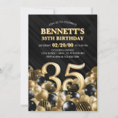 Invitation Ballons Black Gold 35e anniversaire (Devant)
