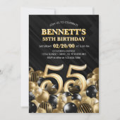 Invitation Ballons Black Gold 55e anniversaire (Devant)
