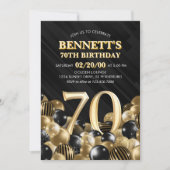 Invitation Ballons Black Gold 70e anniversaire (Devant)