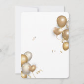 Invitation Ballons Blancs Et Dorés Fête D'anniversaire (Dos)