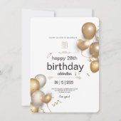 Invitation Ballons Blancs Et Dorés Fête D'anniversaire (Devant)