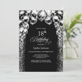 Invitation Ballons blancs noirs 18e fête d'anniversaire (Debout devant)