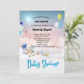 Invitation Ballons bleu blanc C'est un Baby shower garçon (Debout devant)