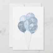 Invitation Ballons bleu blanc d'anniversaire parties scintill (Dos)