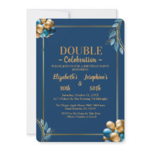 Ballons bleu et or double anniversaire