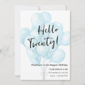 Invitation Ballons bleu minimaliste anniversaire (Devant)