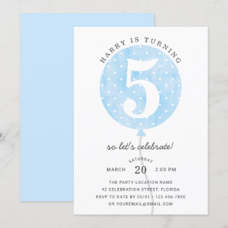 Invitation Ballons Bleu Moderne Cute Elégant Garçon Anniversa