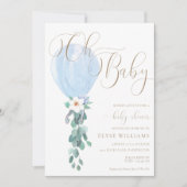 Invitation Ballons bleu Oh Baby Baby shower (Devant)