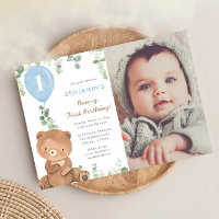 Ballons bleu ours en peluche mignon 1er anniversai