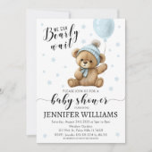 Invitation Ballons bleu ours en teddy garçon baby shower invi (Devant)