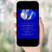Invitation Ballons bleu royal anniversaire