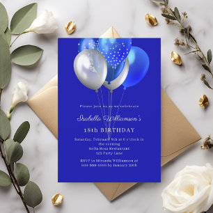 Invitation Ballons bleu royal anniversaire