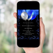 Invitation Ballons bleu royal noir photo