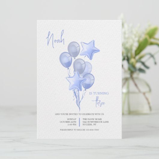 Invitation Ballons Bleus (Debout devant)